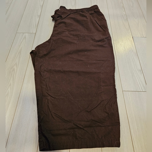 Karen Scott Pants - Karen Scott Size 3X brown Pull On Elastic Drrawstring Waist Capri's cotton